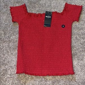 Smocked  off the shoulder XS cropped shirt
